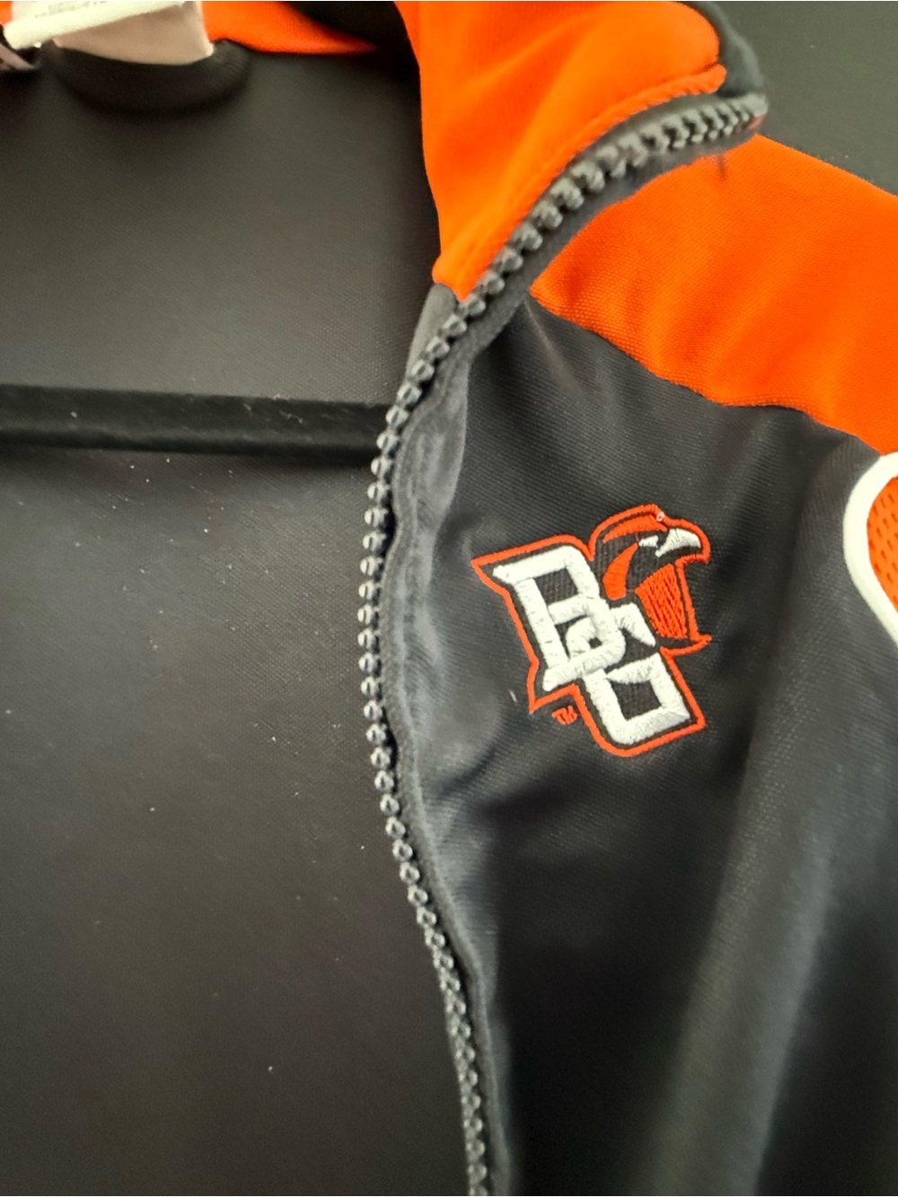 adidas Black and Orange Athletic Jacket with Logo Tag